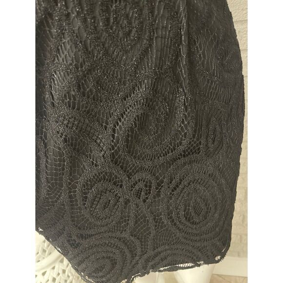 Aidan Mattox Women Black Sleeveless Sequined Lace Dress Size 4 - Picture 7 of 11